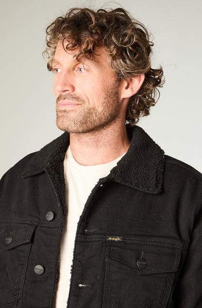 Chaqueta Denim Sherpa Hombre Negra