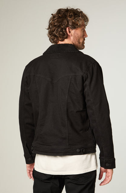 Chaqueta Denim Sherpa Hombre Negra