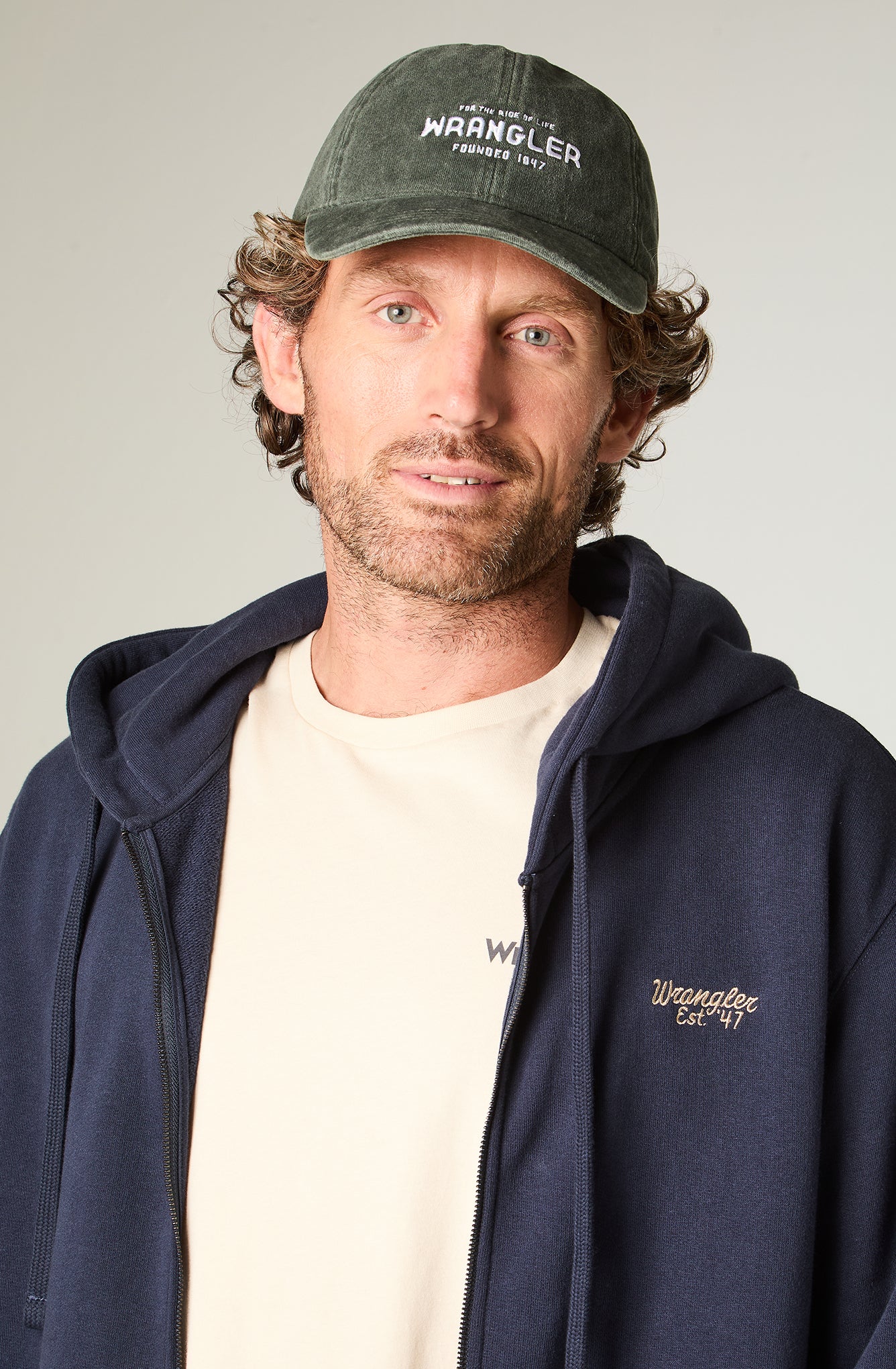 Polerón Hombre Hoodie Full Zip}per Regular Azul
