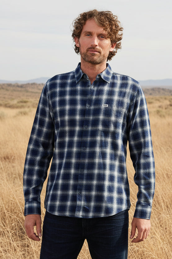 Camisa Hombre Cuadros Azul