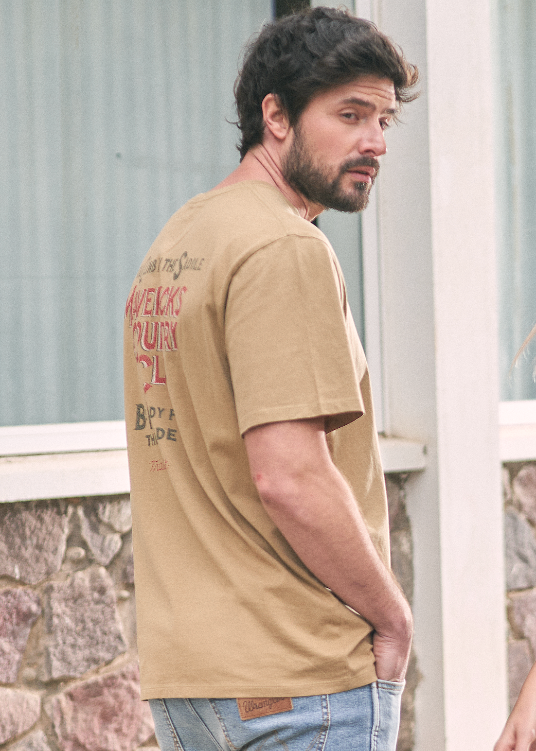 Polera Hombre Print  Regular Fit  Beige