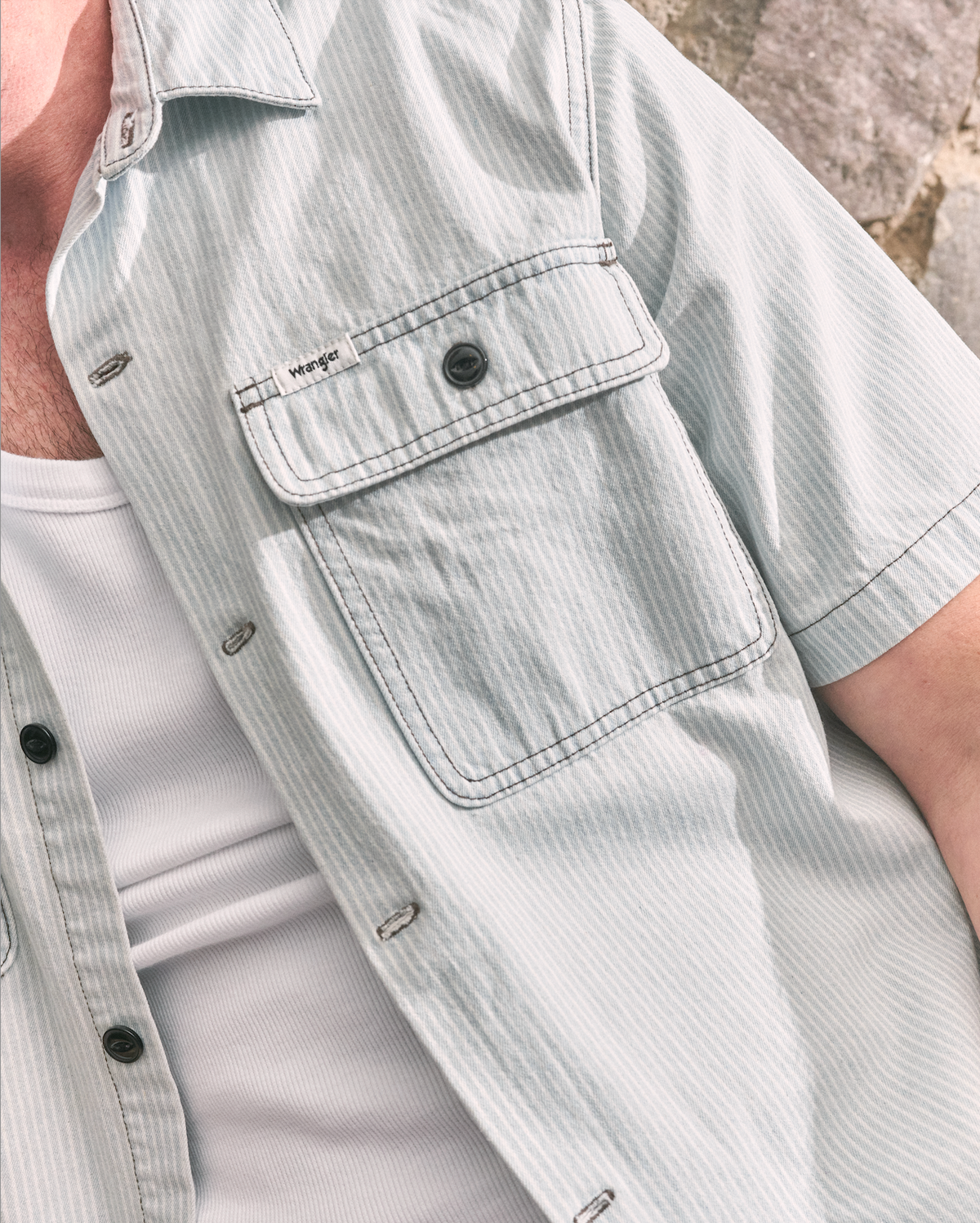 Camisa Hombre Relaxed Fit Rayas Celeste