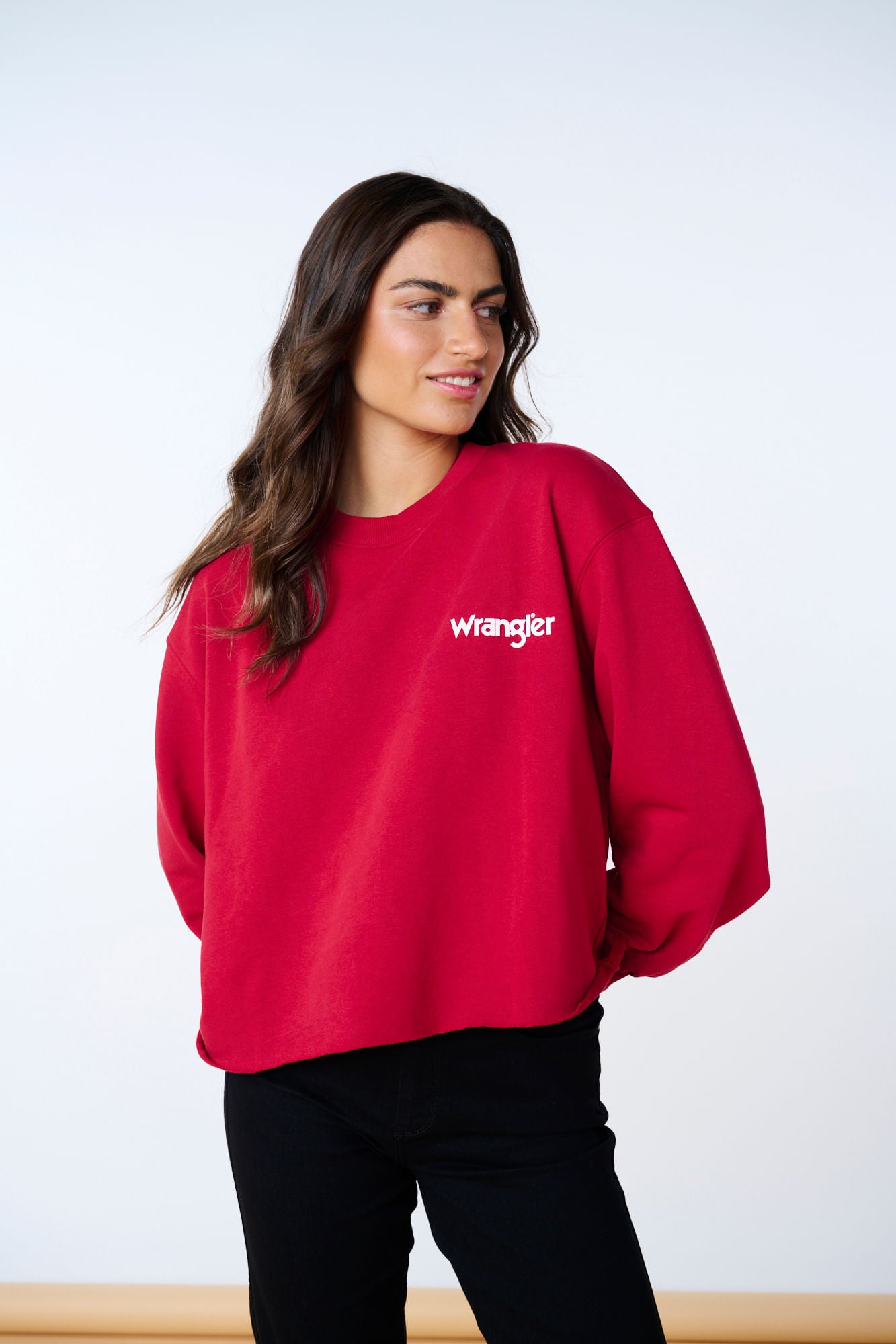 Polerón Crop Crew Neck Red-White