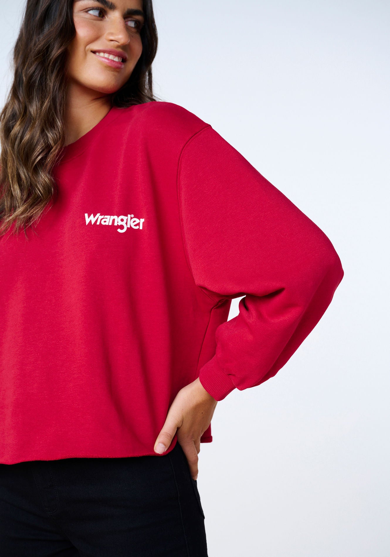 Polerón Crop Crew Neck Red-White