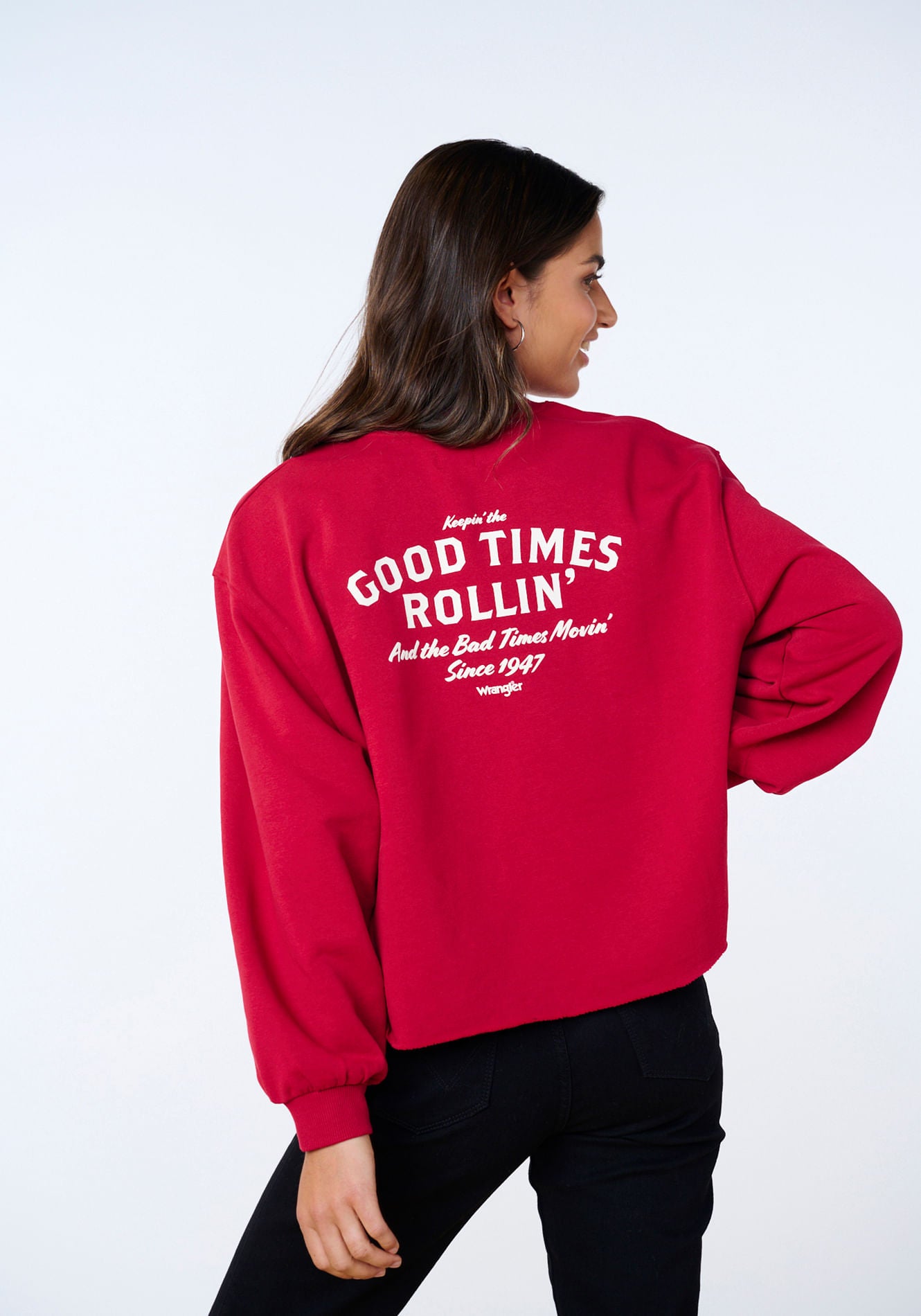 Polerón Crop Crew Neck Red-White