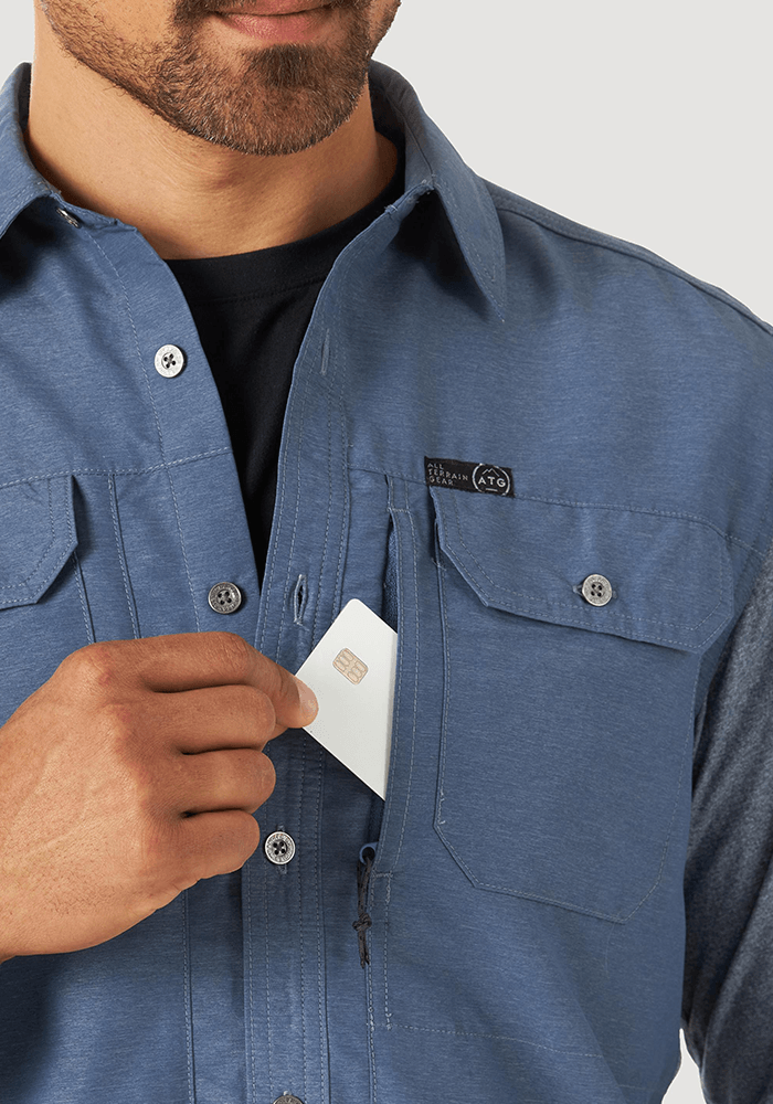 Camisa Hombre All Terrain Gear Mixed Materials Vintage Indigo