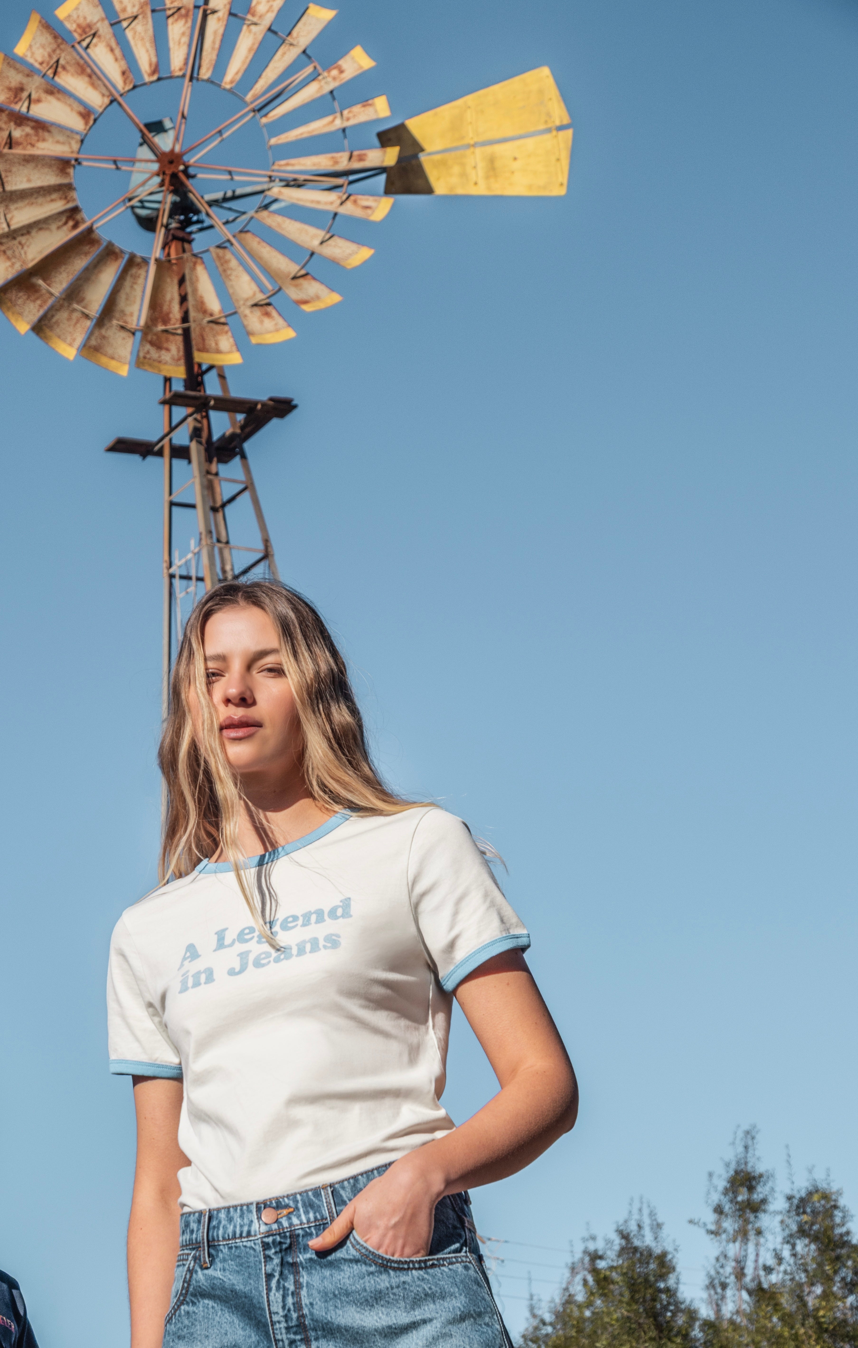 Polera Mujer Ringer Tee Vintage White