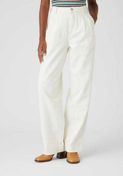 Pantalón Mujer Tiro Alto Pleated Crop Barrel Vintage White