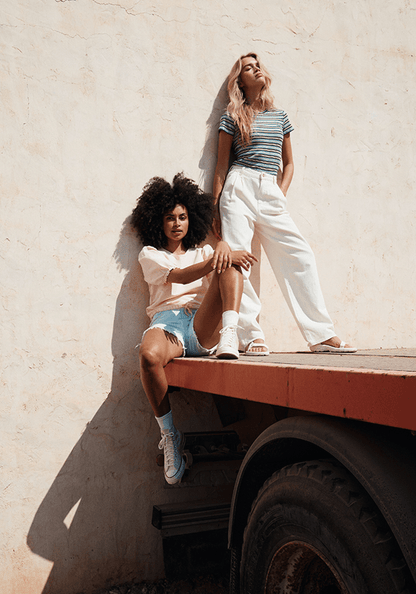 Pantalón Mujer Tiro Alto Pleated Crop Barrel Vintage White