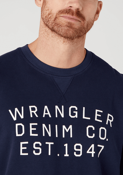 Polerón Hombre Graphic Crew Sweat Slogan Navy