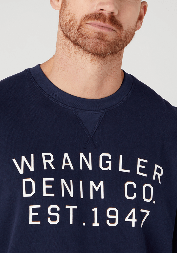 Polerón Hombre Graphic Crew Sweat Slogan Navy