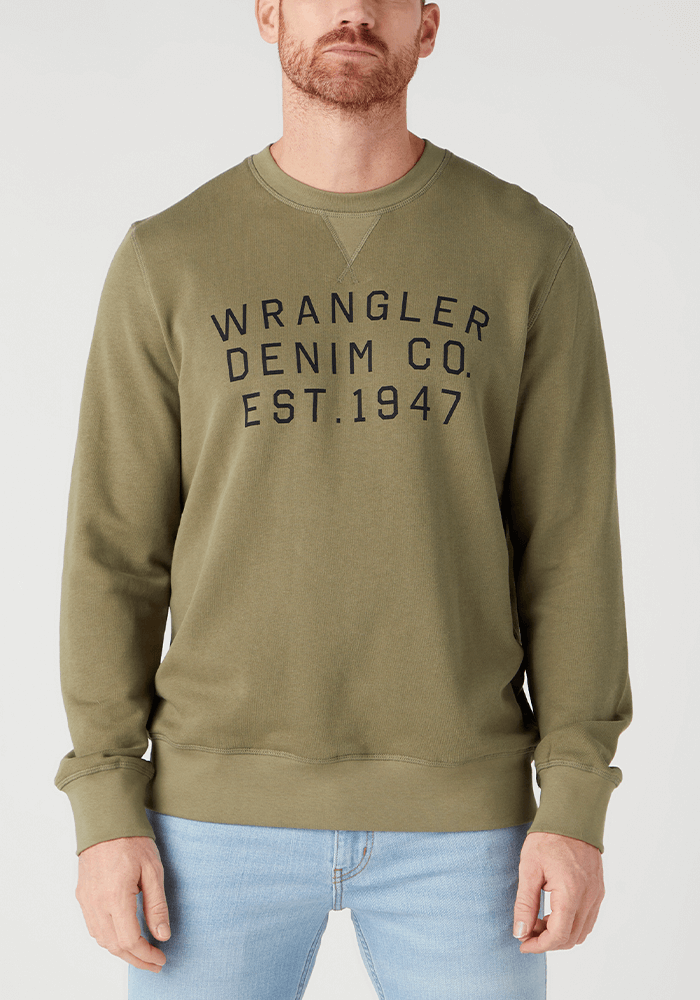 Polerón Hombre Graphic Crew Sweat Slogan Deep Lichen Green