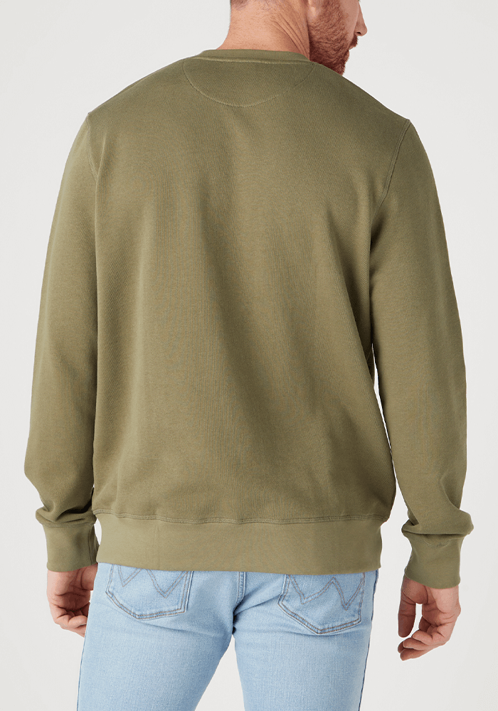 Polerón Hombre Graphic Crew Sweat Slogan Deep Lichen Green