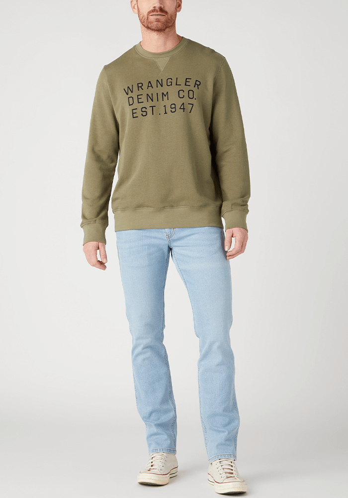 Polerón Hombre Graphic Crew Sweat Slogan Deep Lichen Green