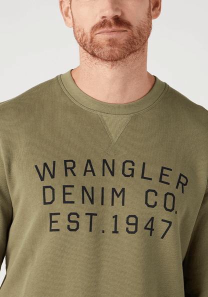 Polerón Hombre Graphic Crew Sweat Slogan Deep Lichen Green