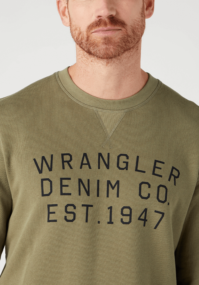 Polerón Hombre Graphic Crew Sweat Slogan Deep Lichen Green