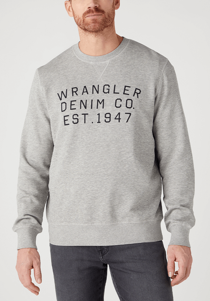 Polerón Hombre Graphic Crew Sweat Slogan Mid Grey Melange