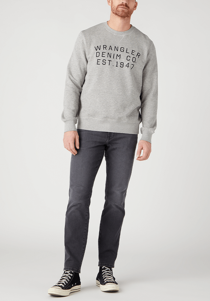 Polerón Hombre Graphic Crew Sweat Slogan Mid Grey Melange