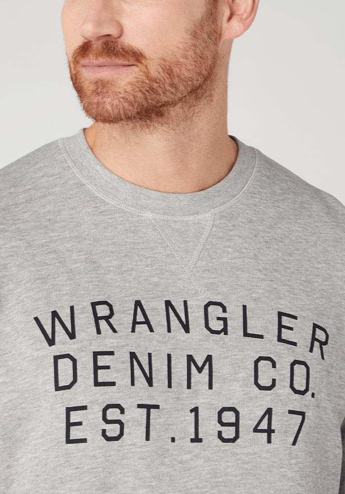 Polerón Hombre Graphic Crew Sweat Slogan Mid Grey Melange