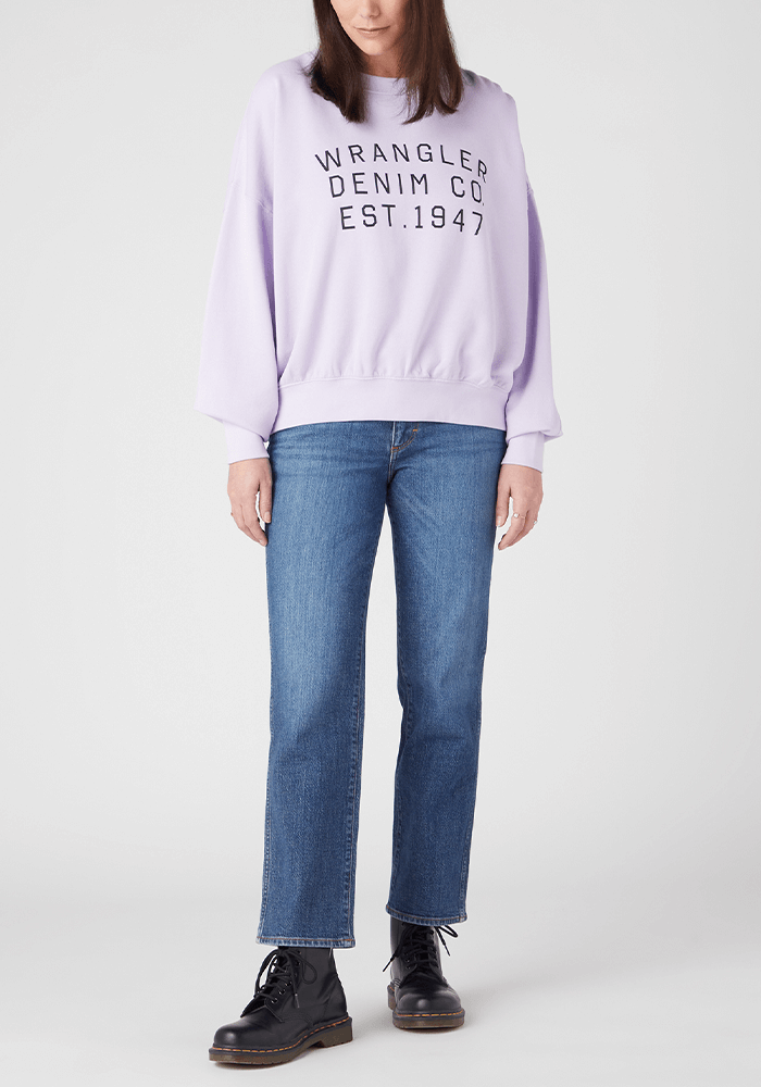 Polerón Mujer Crew Sweat Slogan Pastel Violet