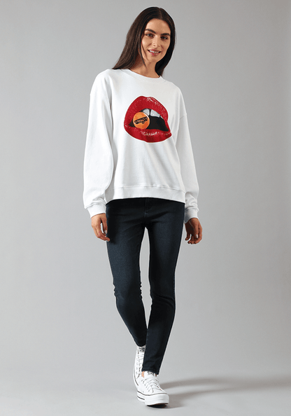 Polerón Retro Sweat Lips White
