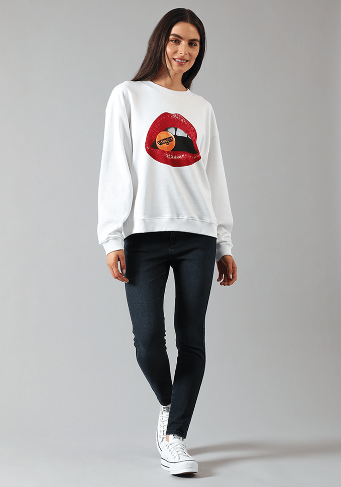 Polerón Retro Sweat Lips White