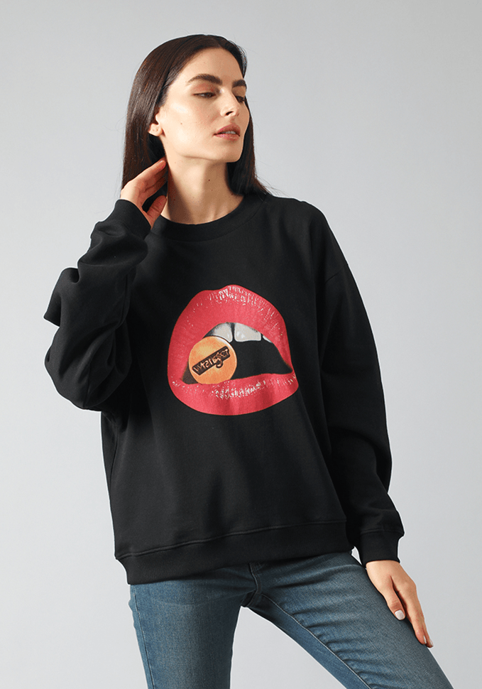Polerón Mujer Retro Sweat Lips Black