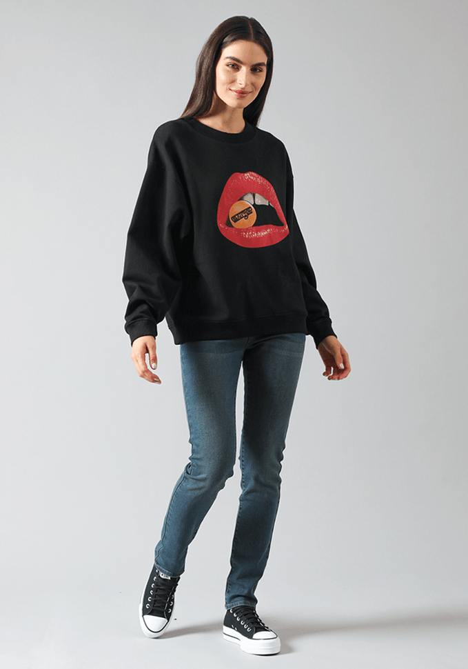 Polerón Mujer Retro Sweat Lips Black