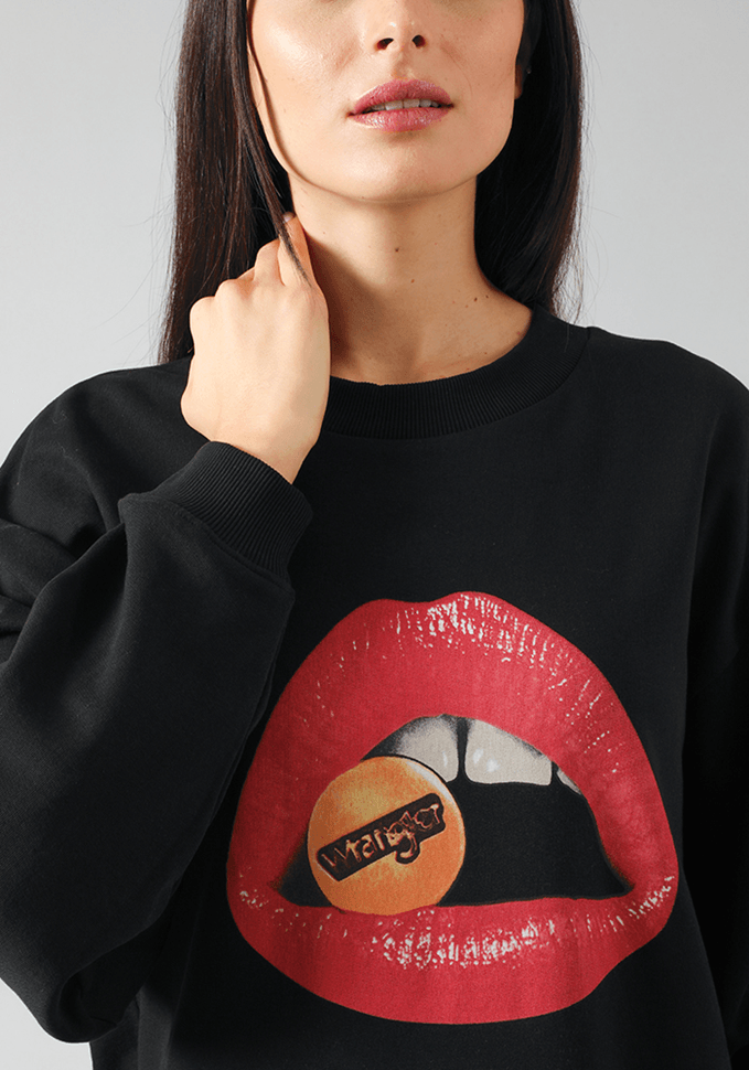 Polerón Mujer Retro Sweat Lips Black