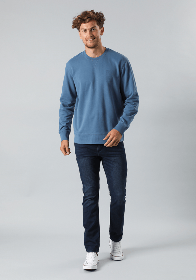 Polerón Hombre Crew Neck Stone Wash Blue