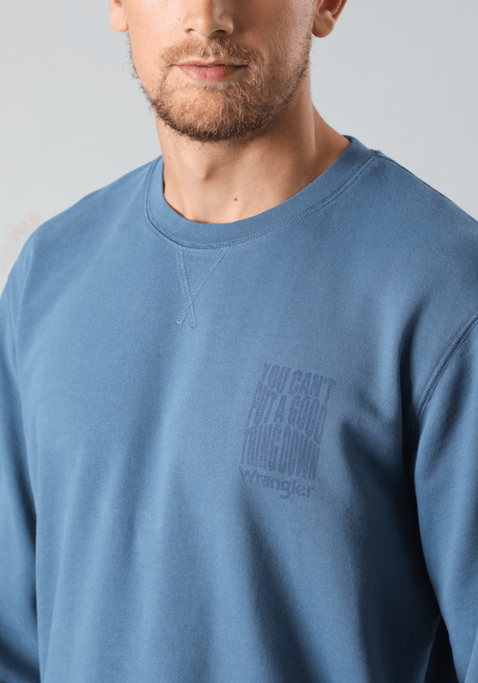 Polerón Hombre Crew Neck Stone Wash Blue