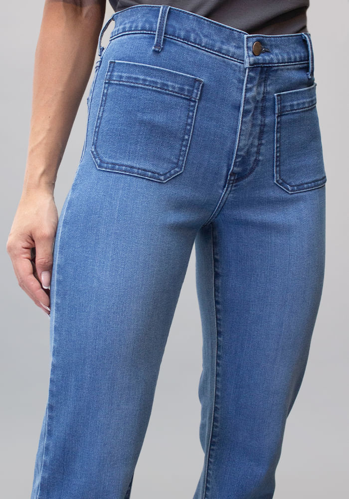 Jeans Tiro Alto Flare Fit Camellia Blue
