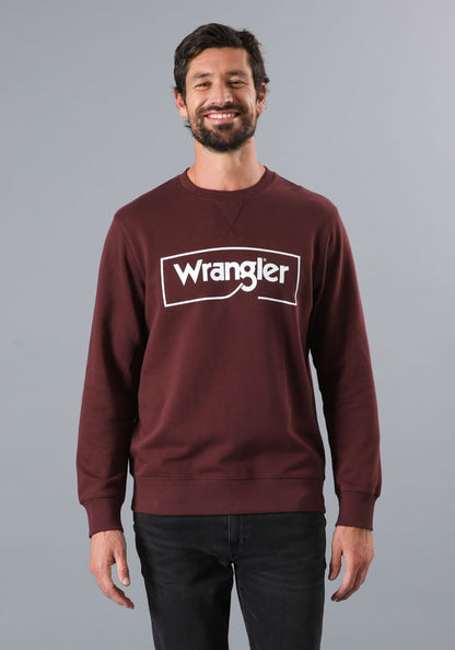 Polerón Hombre Frame Logo Crew Bordeaux