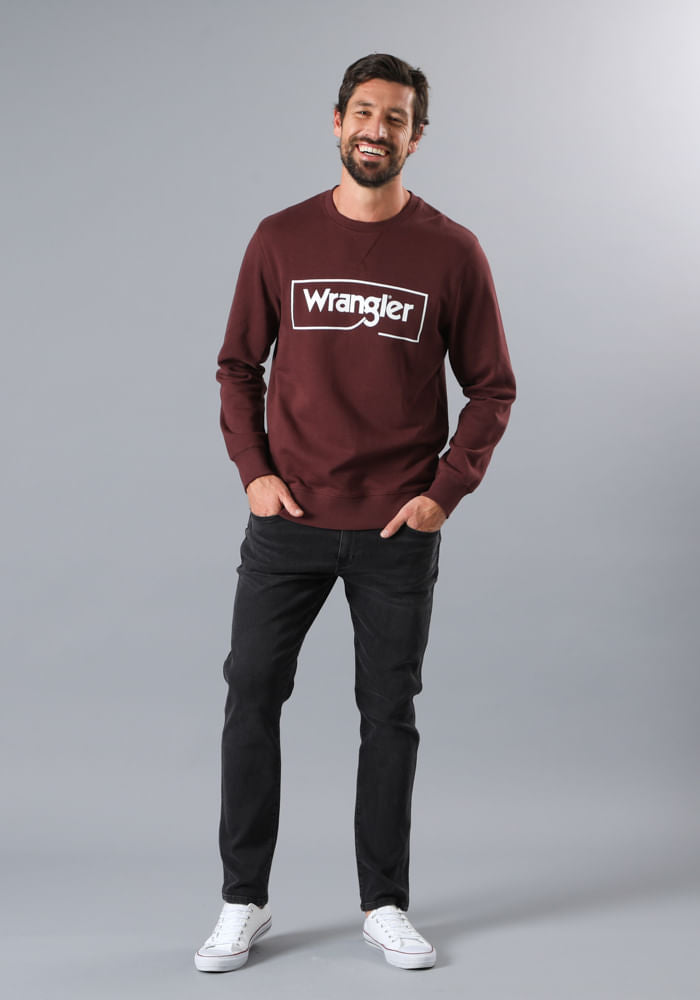 Polerón Hombre Frame Logo Crew Bordeaux