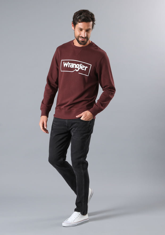 Polerón Hombre Frame Logo Crew Bordeaux