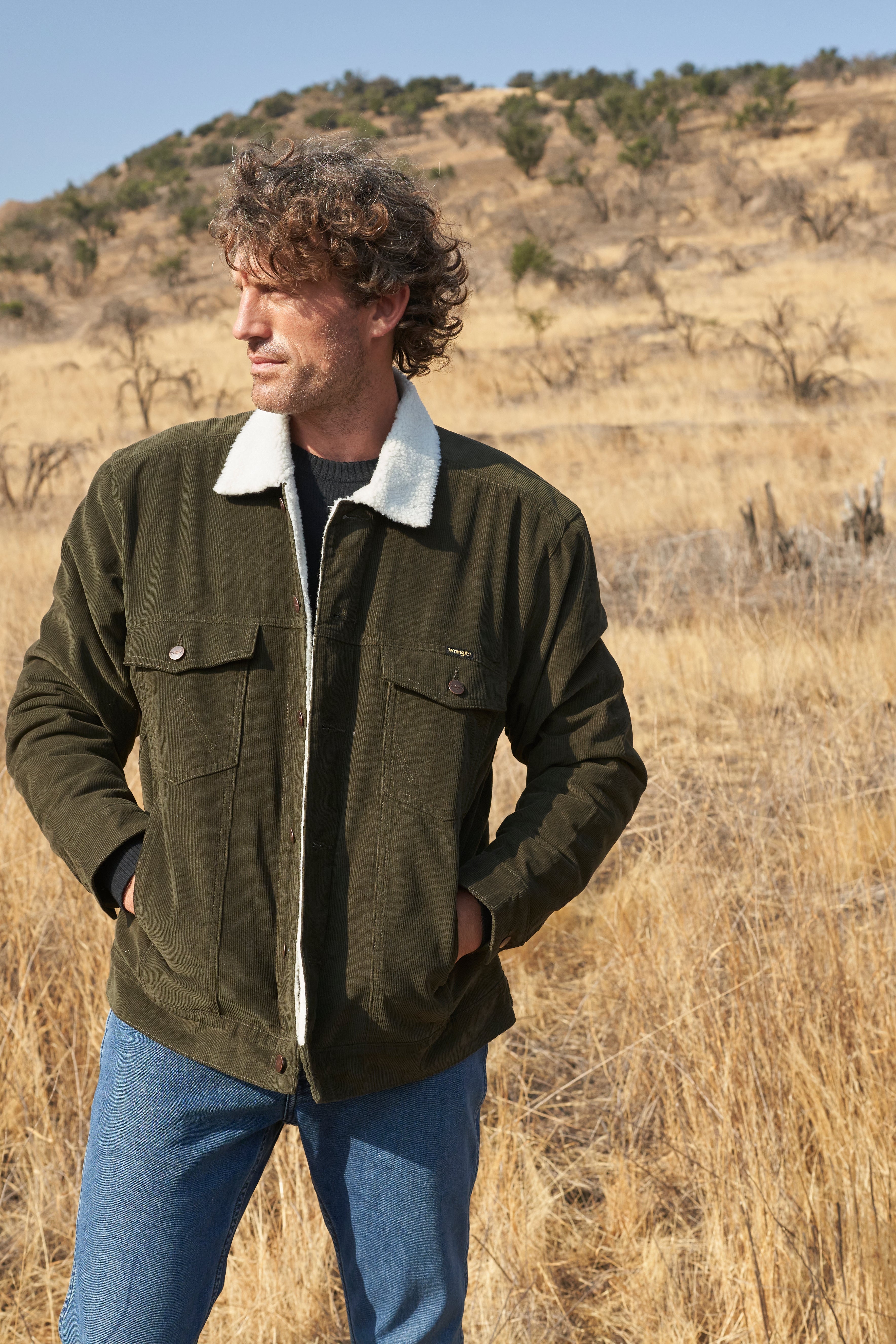 Chaqueta Hombre Sherpa Cotelé Regular Verde