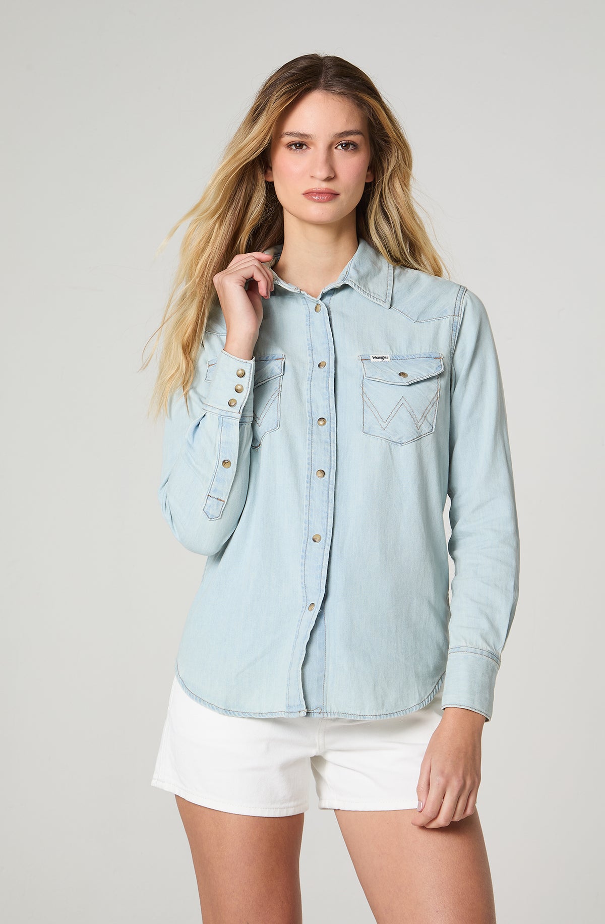 Camisa Mujer Denim Celeste