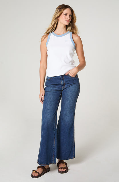 Jeans Mujer 70´Flare Flare 100% Cotton Azul Oscuro