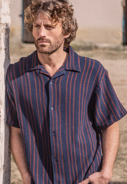 Camisa M/C Stripes Azul