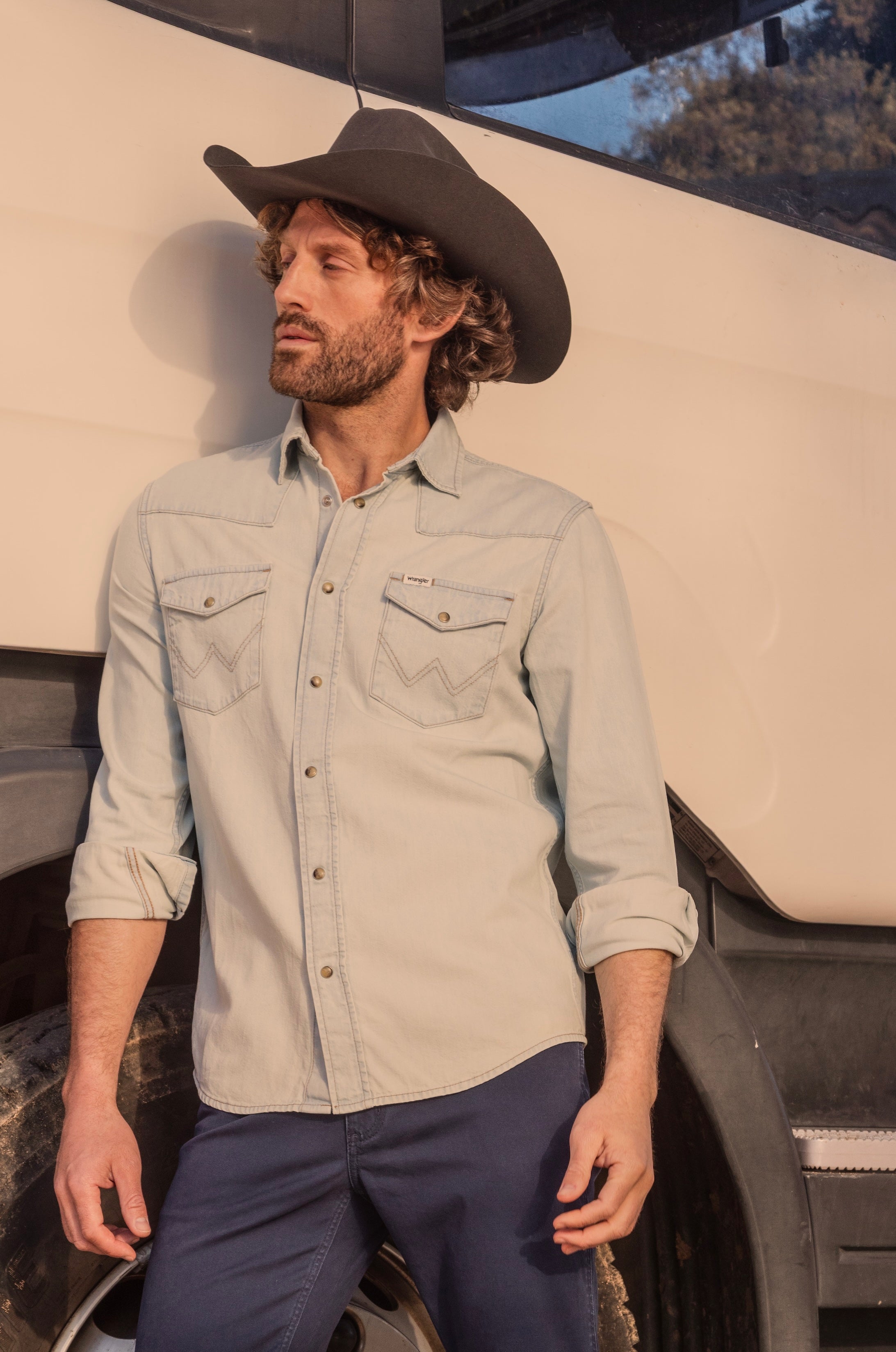 Camisa Hombre Denim Ml Lt