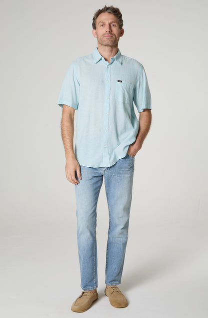Camisa Hombre Manga Larga Lino 1 Bolsillo Slim Tapered Light