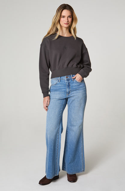 Poleron Mujer Cuello Redondo Relaxed Fit Negro