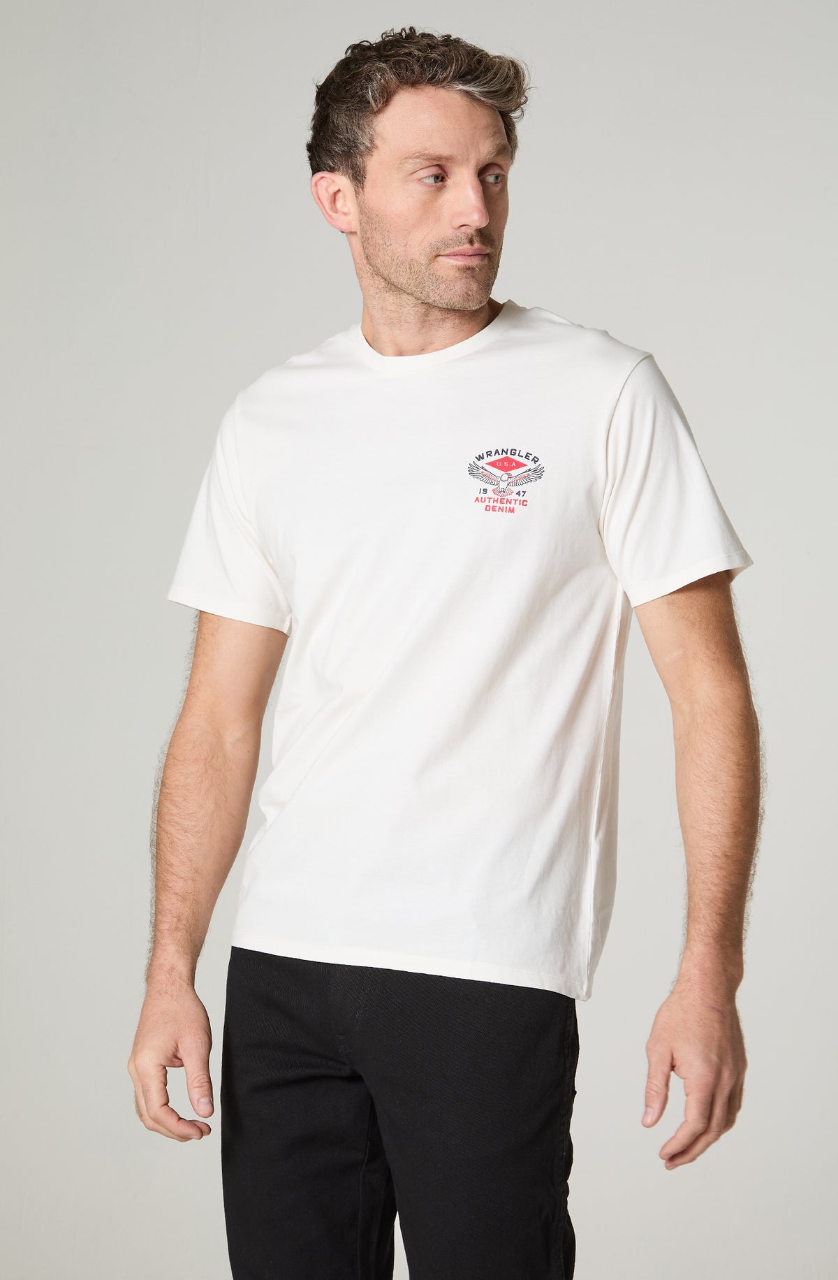 Polera Hombre Cuello Redondo Manga Corta Regular Fit 100% Cotton Blanco