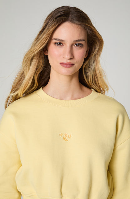Poleron Mujer Cuello Redondo Relaxed Fit Amarillo
