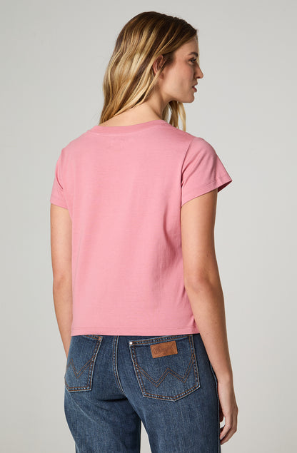 Polera Mujer Crop Manga Corta Regular Fit 100% Cotton Rosado