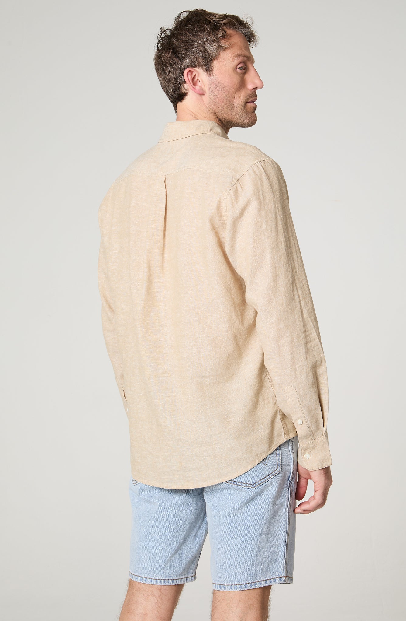 Camisa Hombre Manga Larga Cuadros Western Beige