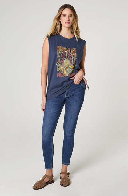 Polera Mujer Patch Regular Fit Azul