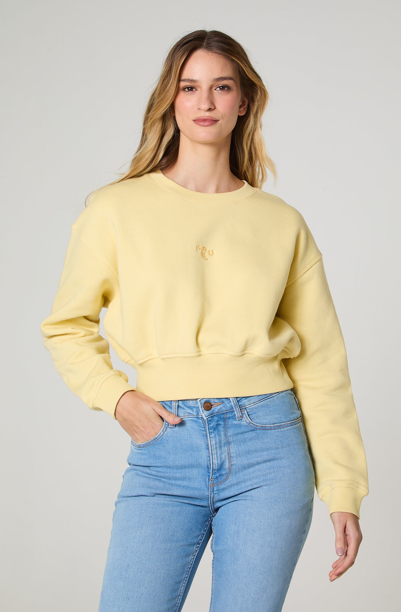 Poleron Mujer Cuello Redondo Relaxed Fit Amarillo