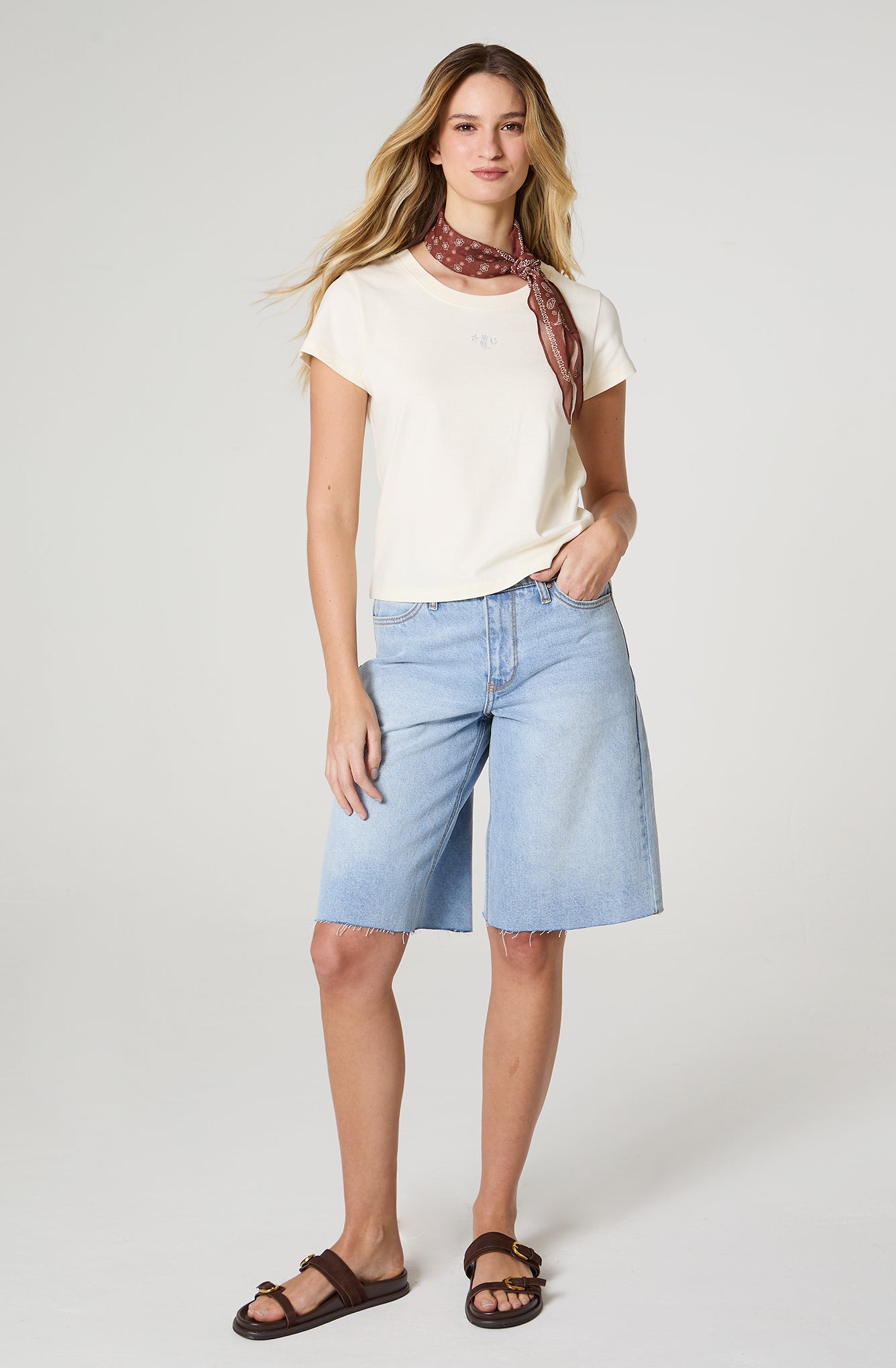 Polera Mujer Crop Manga Corta Regular Fit 100% Cotton Blanco
