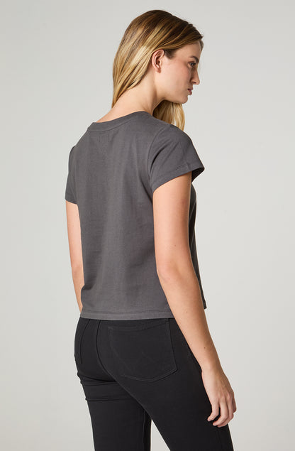 Polera Mujer Manga Corta Crop Regular Fit 100% Cotton Negro